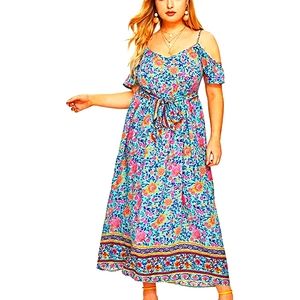 NWT Plus Size Cold Shoulder Bohemian Fit Flare Max